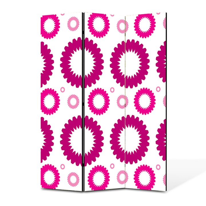 Paravan 3 piese Premium TrueColor, Art Star, Roti dintate, Pattern, Panza pe cadru de lemn, Decoratiuni Moderne pentru Casa, 3 Panouri de 35x180, 105 x 180 cm