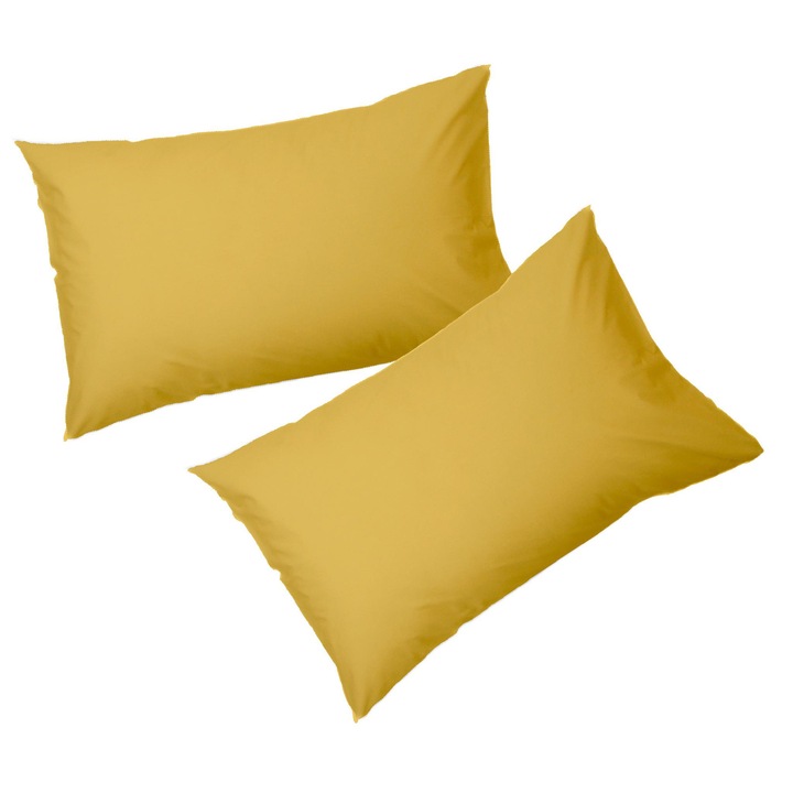 Комплект калъфки за възглавница Aglika, 2 бр, 50x 70 cм, 100% памук, Жълт