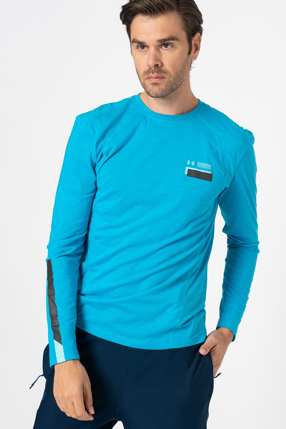 Under Armour, Bluza cu maneci raglan, pentru antrenament, Turcoaz, S