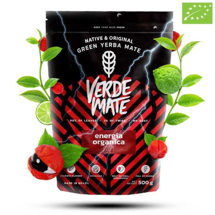 Чай Yerba Mate, Зелен чай с гуарана Mate Green, Органичен, Енергизиращ, Билки, 0,5 кг