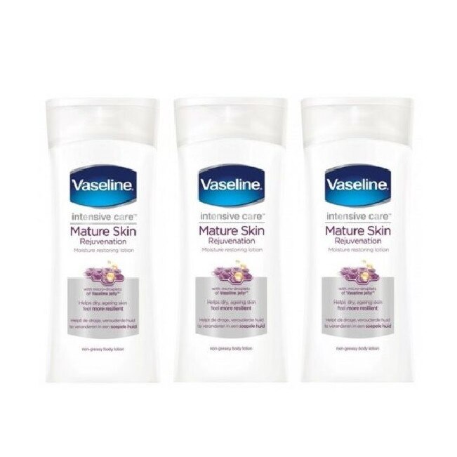 Pachet 3x Lotiune de corp Vaseline Mature Skin, 400 ml