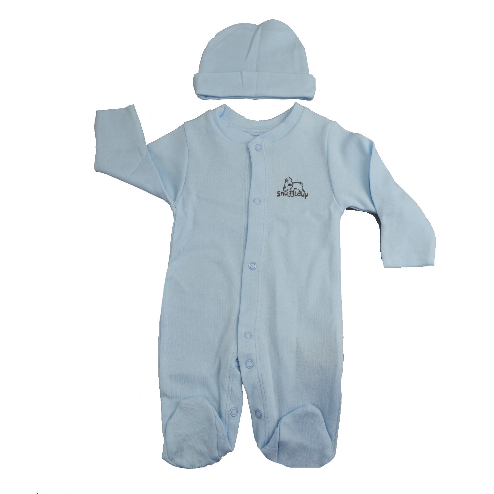 Set 2 piese salopeta cu maneca lunga si caciula pentru baieti Mini Junior BBW-29-50-4481, Albastru 50 CM