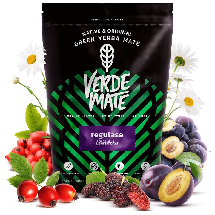 Yerba Mate Tea, Verde Mate Regulase, Enyhe, Levegőn Szárított, 500g