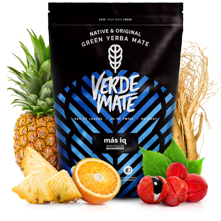 Ceai Yerba Mate, Verde Mate Green Mas IQ, Fructe, Sustine Functionarea Creierului, 500g
