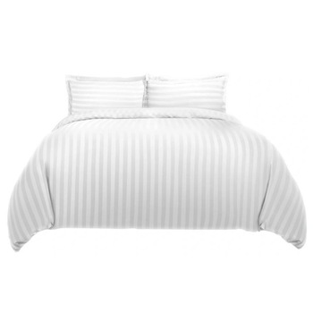 Set de lenjerie de pat pentru hotel damasc microfibra 140x200 Alb Set de lenjerie de pat pentru hotel damasc microfibra 140x200 Alb