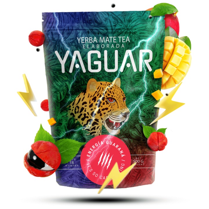 Yerba Mate tea, Yaguar Energy Guarana, Növények, Energetizáló, Enyhe és Aromás, Ideális Kezdőknek, Természetes Stimuláció, Brazília, 500g