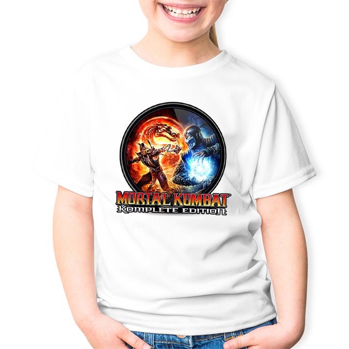Gyermek póló Mortal Kombat Komplete Edition The Best Logo Fight, Fehér