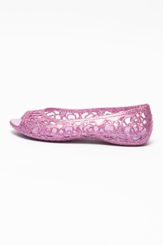 Crocs, Balerini relaxed fit cu varf decupat si aspect stralucitor Isabella, Roz fandango Crocs, Balerini relaxed fit cu varf decupat si aspect stralucitor Isabella, Roz fandango