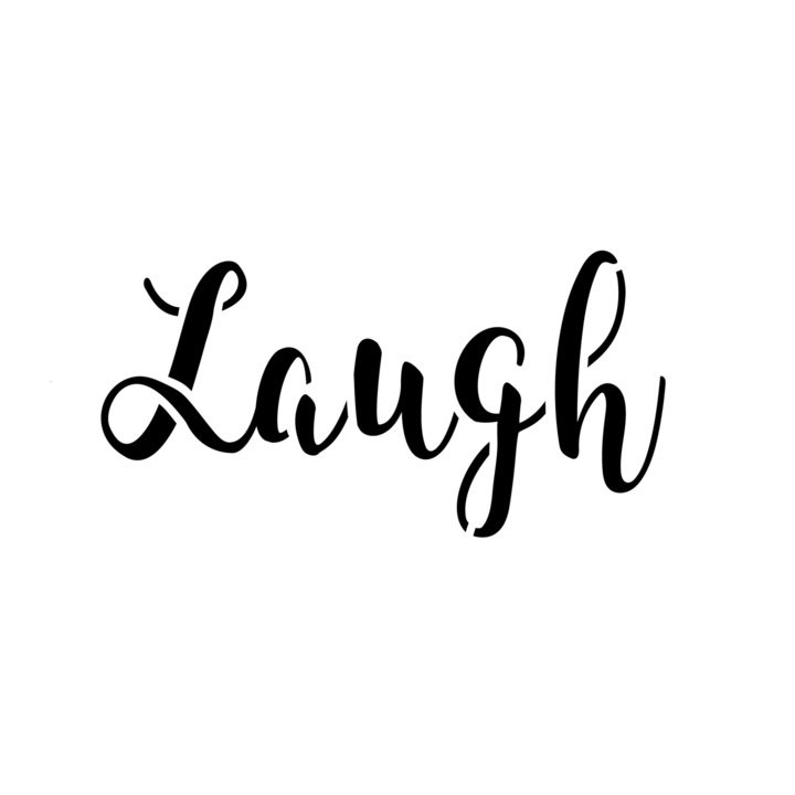 Sablon decorativ XS Laugh, reutilizabil, plastic, maro, 10x21cm