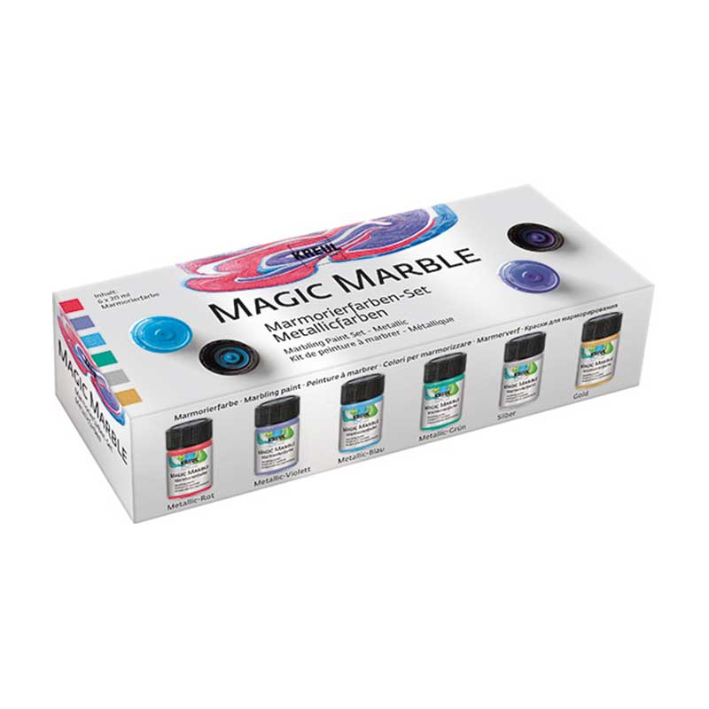 Set 6x20ml culori cu efect de marmorare - Magic Marble, Metallic colors