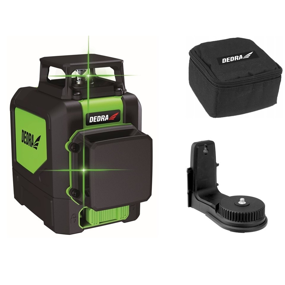 Nivela multi laser 2D ,cruce verde cu linii, proiectare 50 m, dioda Osram, Dedra