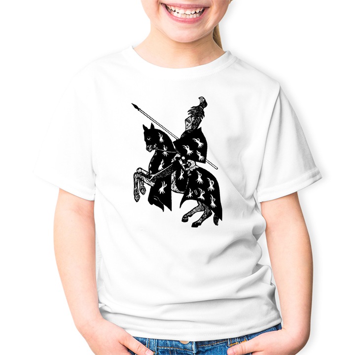 Tricou copii Age Of Empires Knight Crusades Golden Horde Knight Horse, Alb