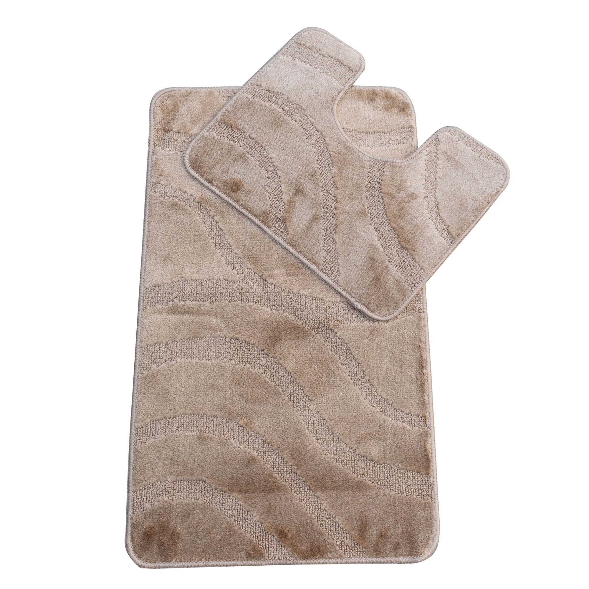 Set 2 covorase baie Basic Standard , 50x80cm/40x50cm, antiderapant, polipropilena, culoare bej, model simfonie, gramaj 800 g