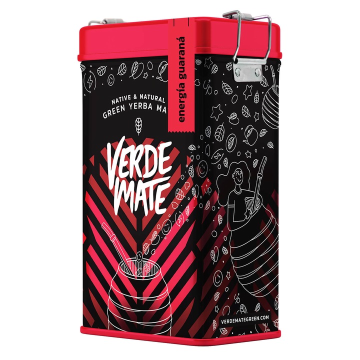 Ceai Yerba Mate, Verde Mate Green, Energy Guarana, Fructe Uscate, Yerbera, Cutie Metalica, 500g