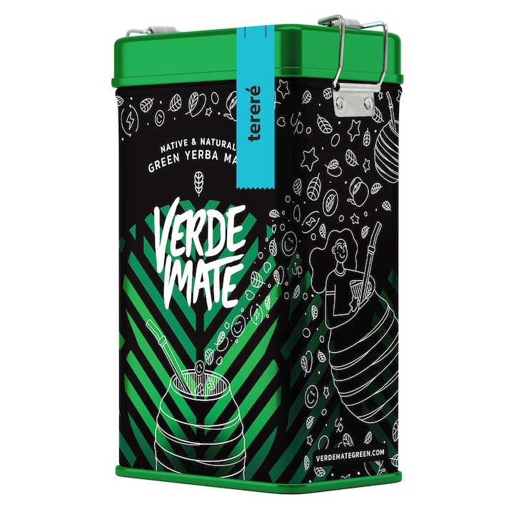 Ceai Yerba Mate, Verde Mate Green, Terere, Plante, Yerbera, Cutie Metalica, 500g