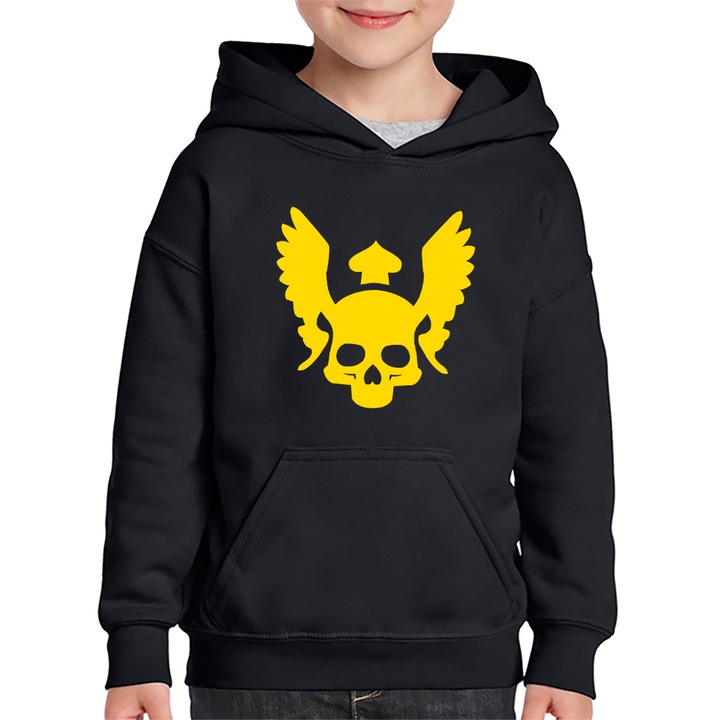 Hanorac copii Quake Mask Gold Doom Skull, Negru