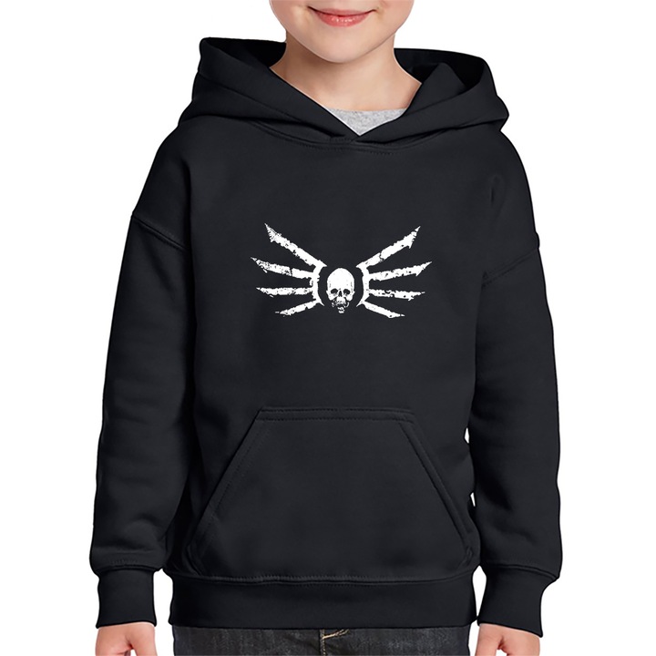 Hanorac copii Quake Monster Wars Rage Skull Wings, Negru