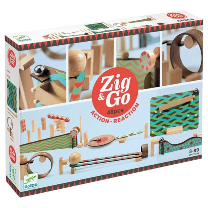 Joc indemanare - Zig & Go Djeco, set de constructie trasee, 48 piese