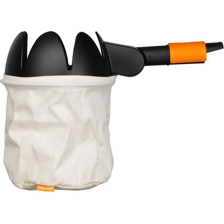 Dispozitiv de recoltat fructe fara coada Fiskars QuikFit 136950, sac colector din bumbac