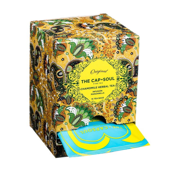 Ceai The Cap Soul, Manzanilla, musetel, 15 plicuri, din plante, proprietati de curatare, efect calmant, 100% ingrediente naturale