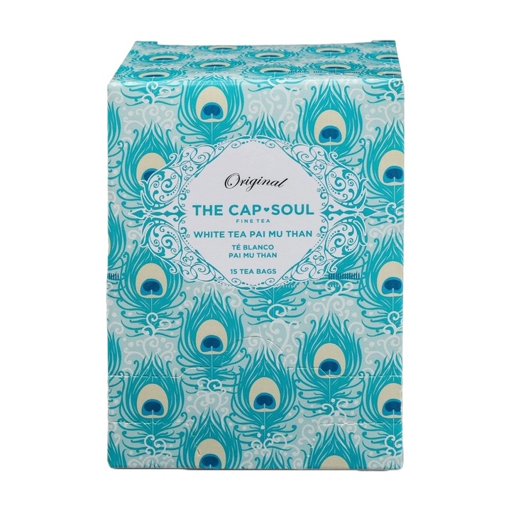 The Cap Soul fehér tea, Pai Mu Than, 15 tasak, gyógynövényes, antioxidáns, gyulladáscsökkentő, friss aroma, 100%-ban természetes összetevők