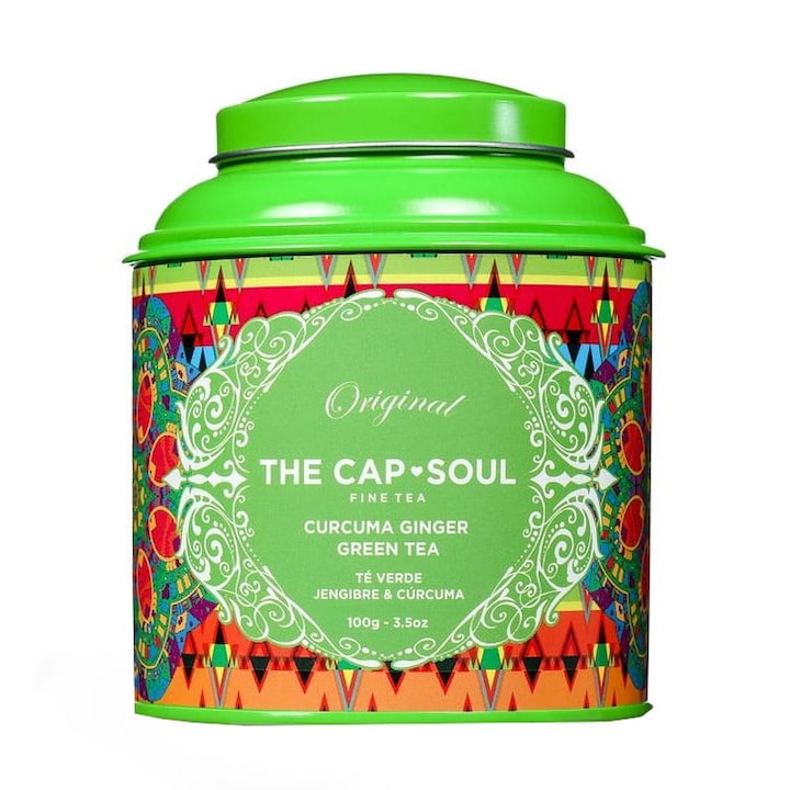 Зелен чай The Cap Soul, куркума и джинджифил, 100 гр, с противовъзпалителни и храносмилателни свойства, 100% натурални съставки