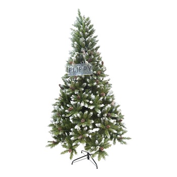 Brad artificial decorat, Flippy, culoare verde, pulverizat alb, diametrul inferior 125cm, marimea 210cm Brad artificial decorat, Flippy, culoare verde, pulverizat alb, diametrul inferior 125cm, marimea 210cm