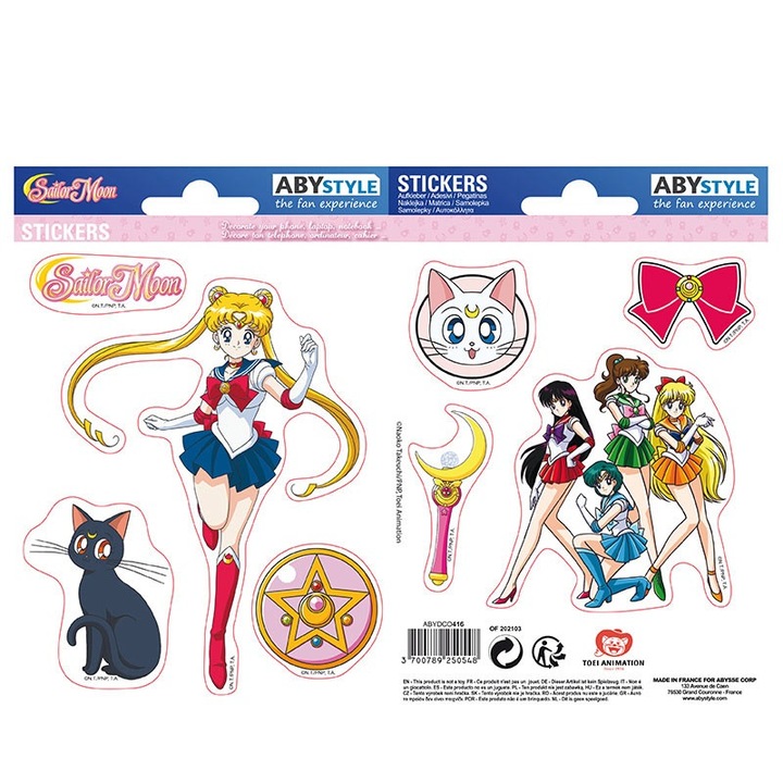 Stickere Sailor Moon, Abysse Corp, 16x11 cm, Multicolor