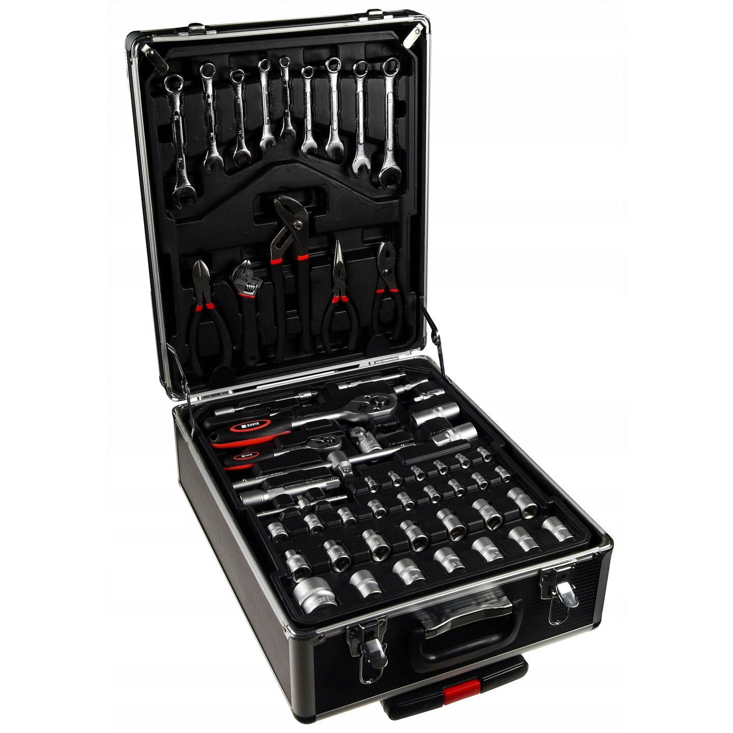 Set de scule si unelte 187 elemente in cutie de aluminiu cu cheie si maner telescopic 18601 BlackTools
