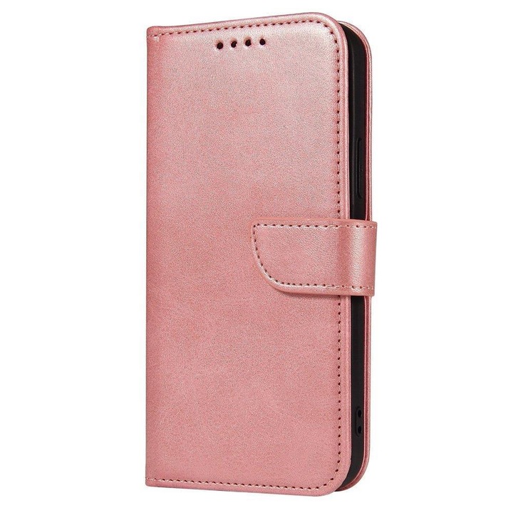 Mágneses tok kompatibilis a Xiaomi Redmi Note 10 / Redmi Note 10S telefonnal, ökológiai bőr, rózsaszín