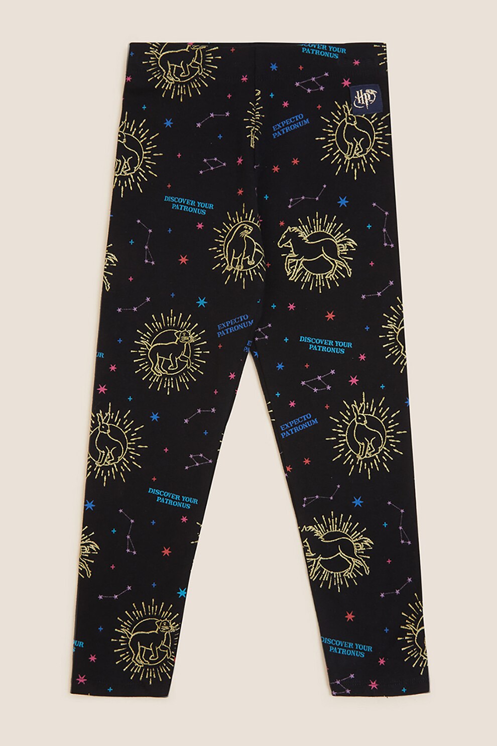 Marks & Spencer, Colanti cu imprimeu stralucitor, Negru/galben pal/allbastru