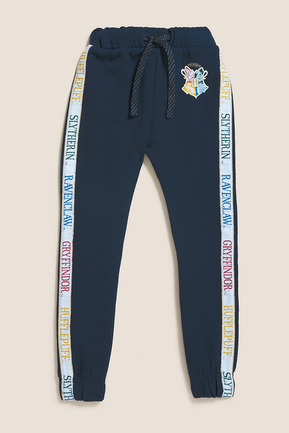 Marks & Spencer, Pantaloni sport cu segmente laterale contrastante, Bleumarin inchis/Alb/Rosu