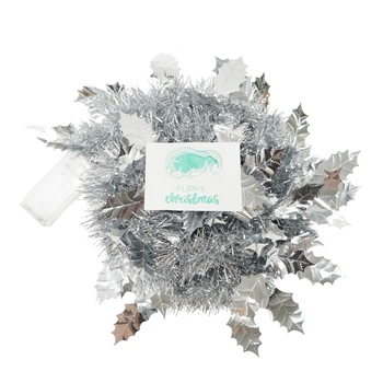 Beteala Craciun cu LED, Argintie, model cu frunze, 2 m x 6 cm, PVC, Sir, Artificiala, Flippy Beteala Craciun cu LED, Argintie, model cu frunze, 2 m x 6 cm, PVC, Sir, Artificiala, Flippy