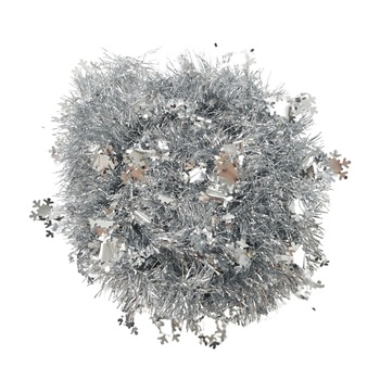 Beteala Craciun cu LED, Argintie, model cu fulgi de nea, 2 m x 5 cm, PVC, Sir, Artificiala, Flippy Beteala Craciun cu LED, Argintie, model cu fulgi de nea, 2 m x 5 cm, PVC, Sir, Artificiala, Flippy