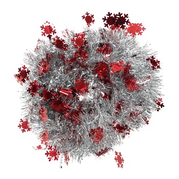 Beteala Craciun cu LED, Rosie, model cu fulgi de nea, 2 m x 5 cm, PVC, Sir, Artificiala, Flippy Beteala Craciun cu LED, Rosie, model cu fulgi de nea, 2 m x 5 cm, PVC, Sir, Artificiala, Flippy