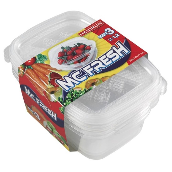 Heidrun Mc Fresh Set 3 cutii alimentare 3 x 1,2L 19,8x14,2x7,7cm