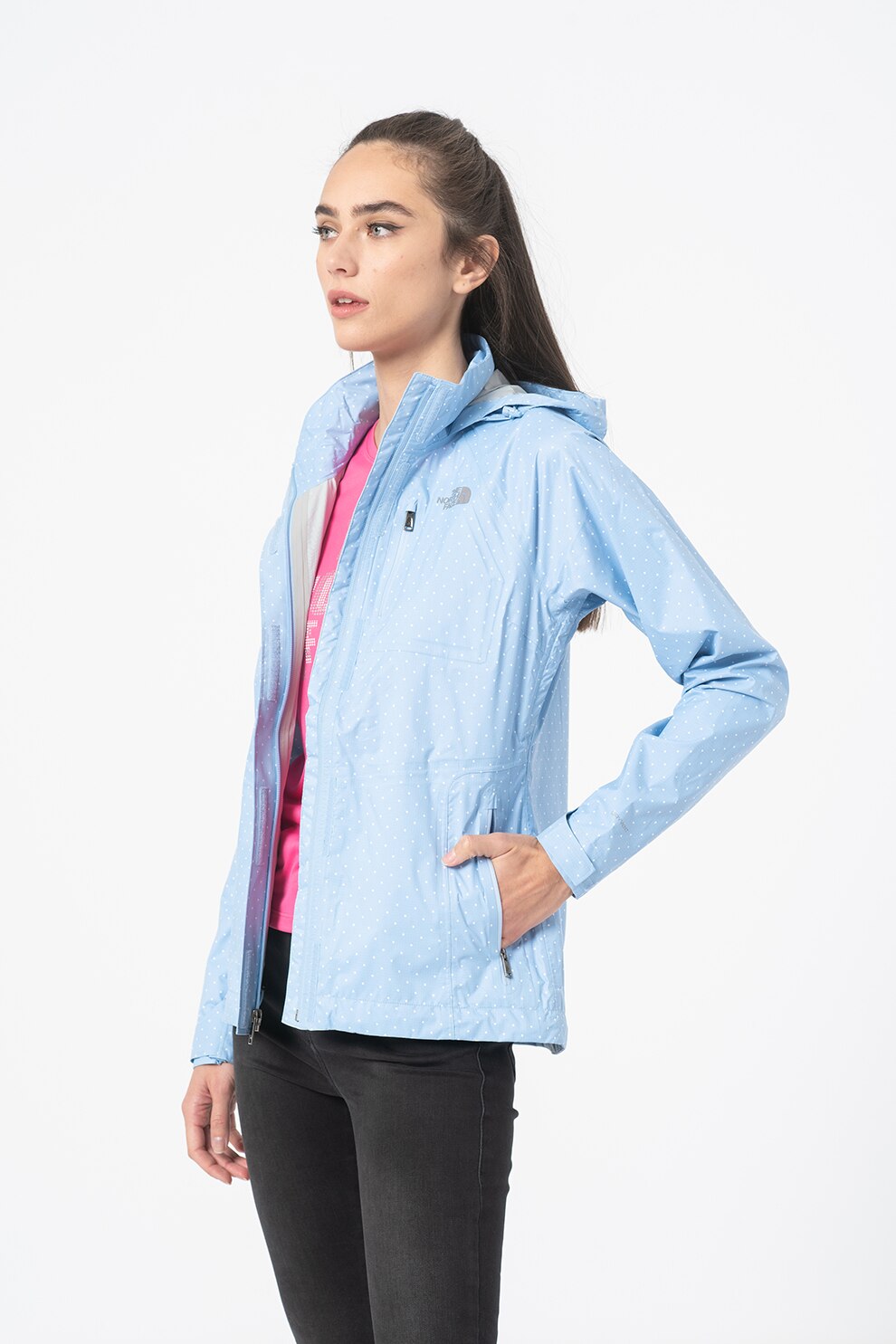 The North Face, Jacheta cu gluga, pentru trekking, Bleu/Alb