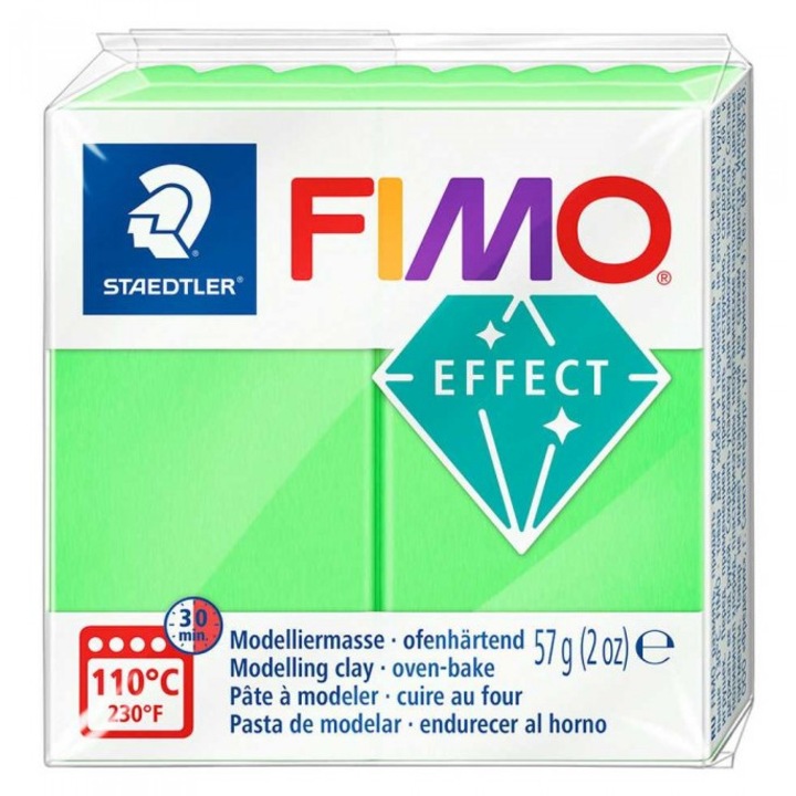 Pasta de modelaj FIMO Effect 57g Verde deschis neon Neon