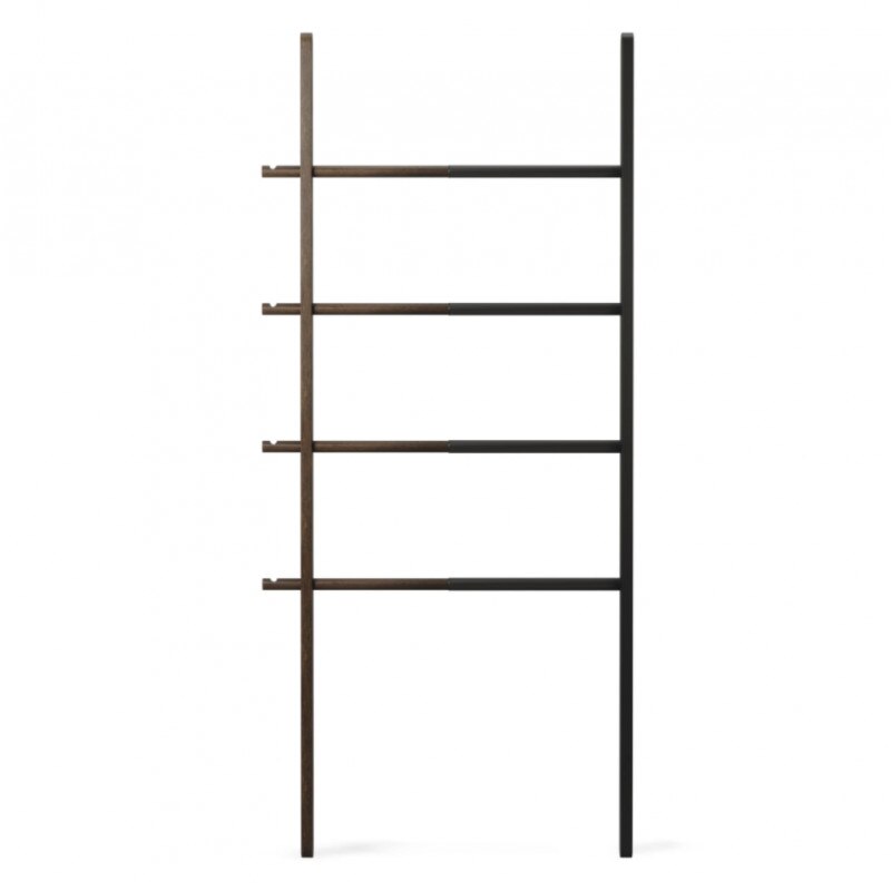 Scara extensibila din lemn de nuc si metal negru, Hub, 61 x 152 x 4 cm