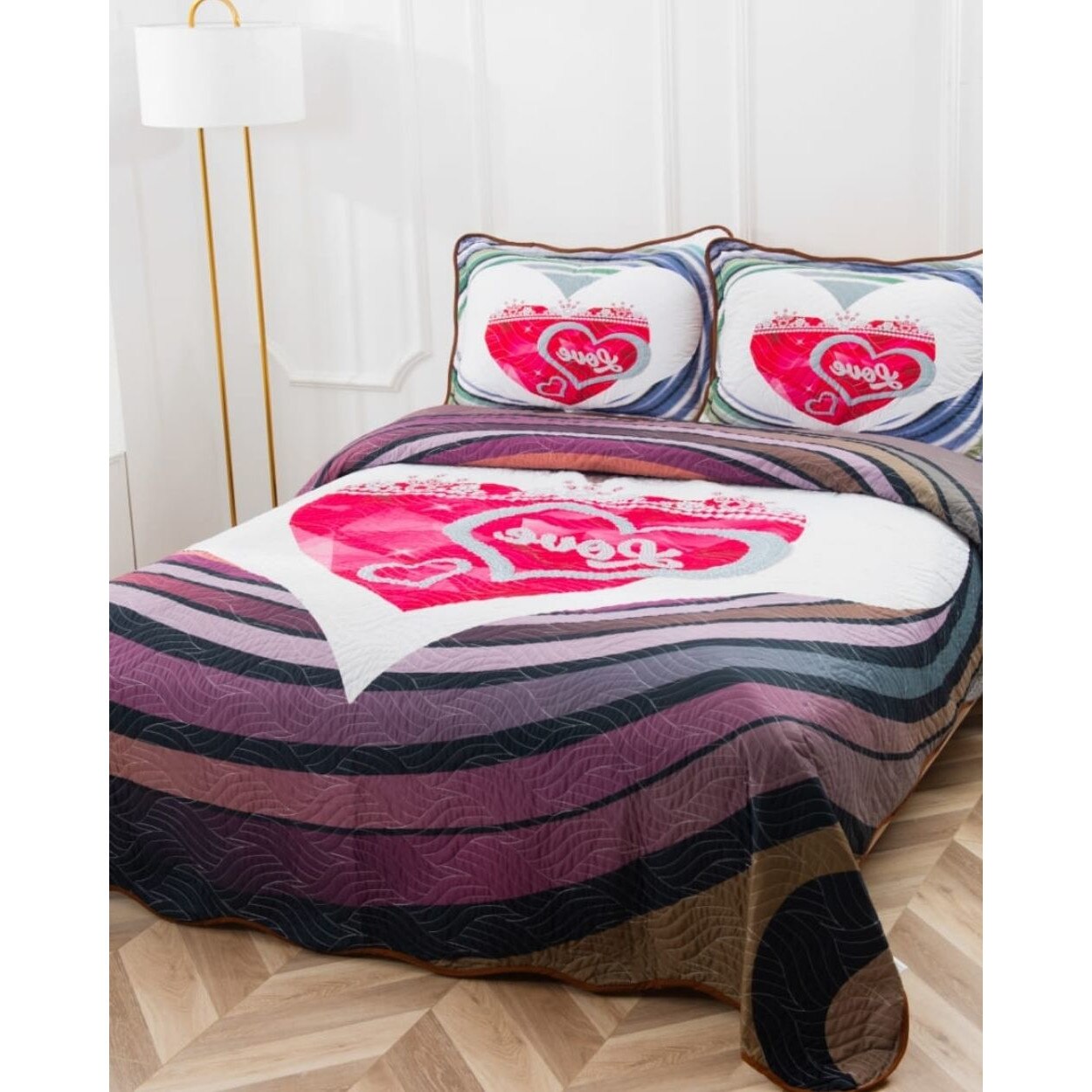 Cuvertura de Pat cu 2 Fete, 3 Piese, Bumbac Finet, CVP3-03