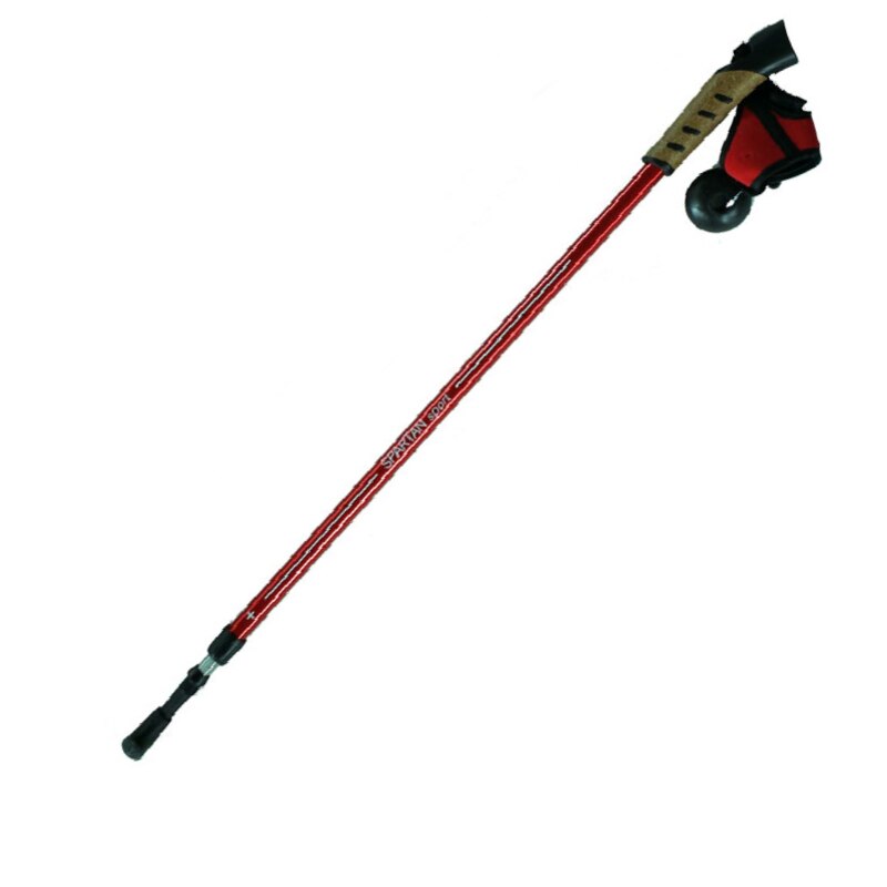 Bat de trekking, Spartan, Nordic Walking, rosu, 100 - 130 cm, 2 segmente, reglabil, pliabil, sistem anti-soc