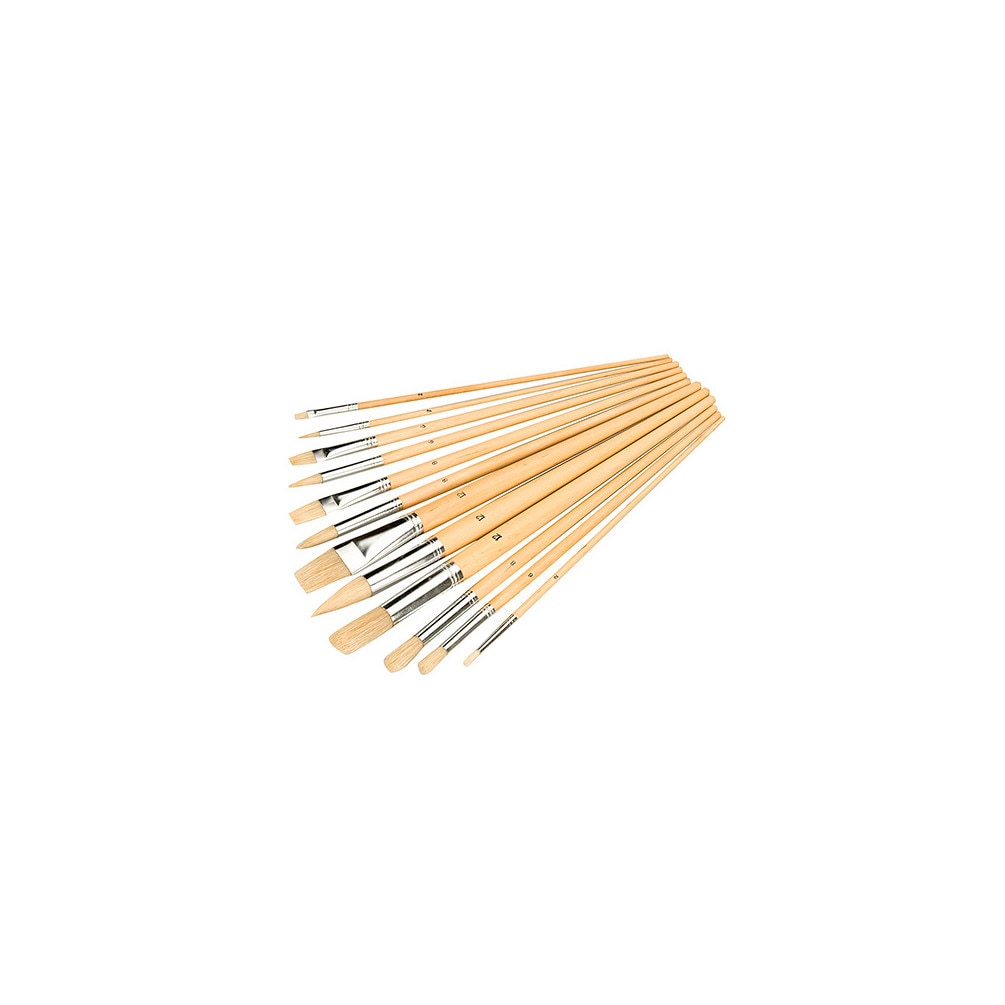 Set 12 pensule pictura, maner lemn natural, 2-12mm, Silverline