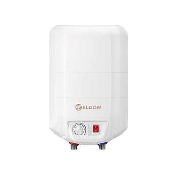 Boiler electric Eldom 10 litri, 2000 W, montare deasupra chiuvetei, email durabil de zirconiu si protectie catodica impotriva coroziunii Boiler electric Eldom 10 litri, 2000 W, montare deasupra chiuvetei, email durabil de zirconiu si protectie catodica impotriva coroziunii