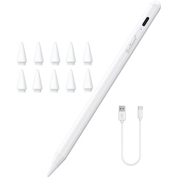 Stylus iPad Touch Pen EvoSmart™ Universal Profesional cu 10 penite, Pix pentru tableta iPad Apple 2010-2017, Android, Windows, Touch Control, Fara Lag, Pencil Magnetic, USB-C, Penite POM anti-zgarietura , Alb Stylus iPad Touch Pen EvoSmart™ Universal Profesional cu 10 penite, Pix pentru tableta iPad Apple 2010-2017, Android, Windows, Touch Control, Fara Lag, Pencil Magnetic, USB-C, Penite POM anti-zgarietura , Alb
