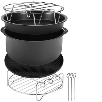 Set 8 accesorii pentru friteuza cu aer cald, compatibila pentru 3,6 litri Set 8 accesorii pentru friteuza cu aer cald, compatibila pentru 3,6 litri
