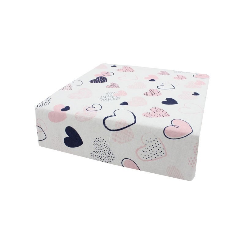 Cearceaf Prichindel, patut, alb cu inimioare roz 120x60 cm