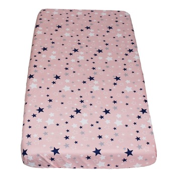 Cearceaf Prichindel, patut 120x60 cm, stelutele roz Cearceaf Prichindel, patut 120x60 cm, stelutele roz