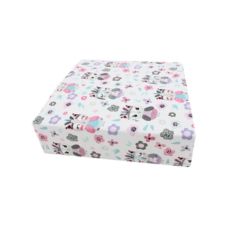 Cearceaf Prichindel, patut 120x60 cm, bufnite mici, roz cu turcoaz