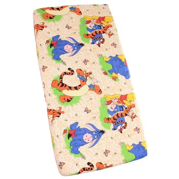 Cearceaf Prichindel, patut 120x60 cm, Winnie si Aiurel, crem Cearceaf Prichindel, patut 120x60 cm, Winnie si Aiurel, crem