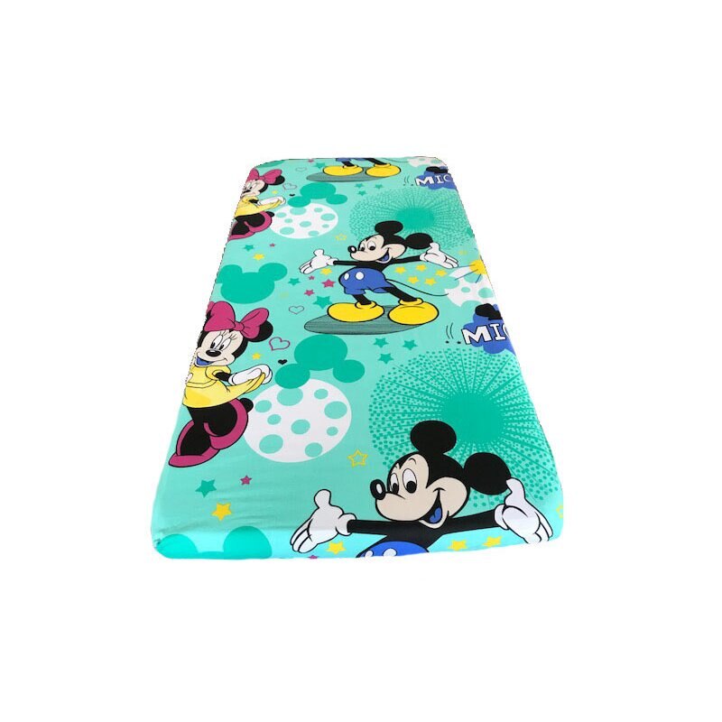 Cearceaf Prichindel, patut 120x60 cm, Minnie si Mickey, turcoaz